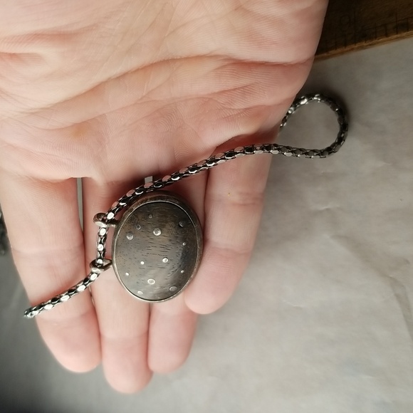 Wood And Silver Constellation Pendant With Black Chain - Picture 4 of 4